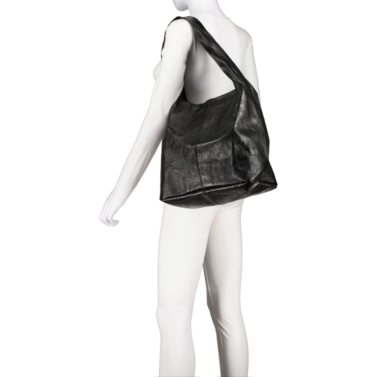 Beuteltasche Laminato Schwarz, Farbe: schwarz, Marke: Hausfelder Manufaktur, EAN: 4065646024618, Abmessungen in cm: 33.5x32x16, Bild 4 von 5