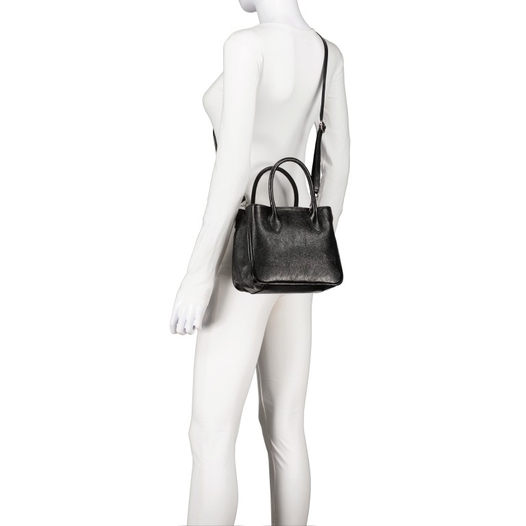 Handtasche Laminato Schwarz, Farbe: schwarz, Marke: Hausfelder Manufaktur, EAN: 4065646024656, Abmessungen in cm: 23x17.5x10, Bild 6 von 7