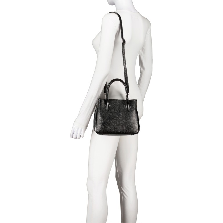 Handtasche Laminato Schwarz, Farbe: schwarz, Marke: Hausfelder Manufaktur, EAN: 4065646024656, Abmessungen in cm: 23x17.5x10, Bild 5 von 7