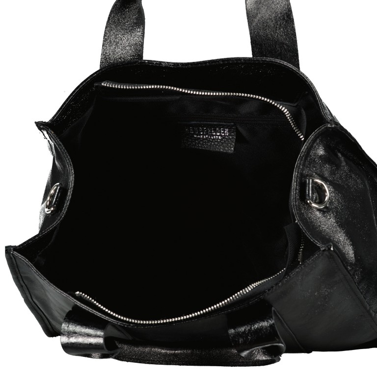 Handtasche Laminato Schwarz, Farbe: schwarz, Marke: Hausfelder Manufaktur, EAN: 4065646024663, Abmessungen in cm: 32.5x24.5x14, Bild 7 von 7