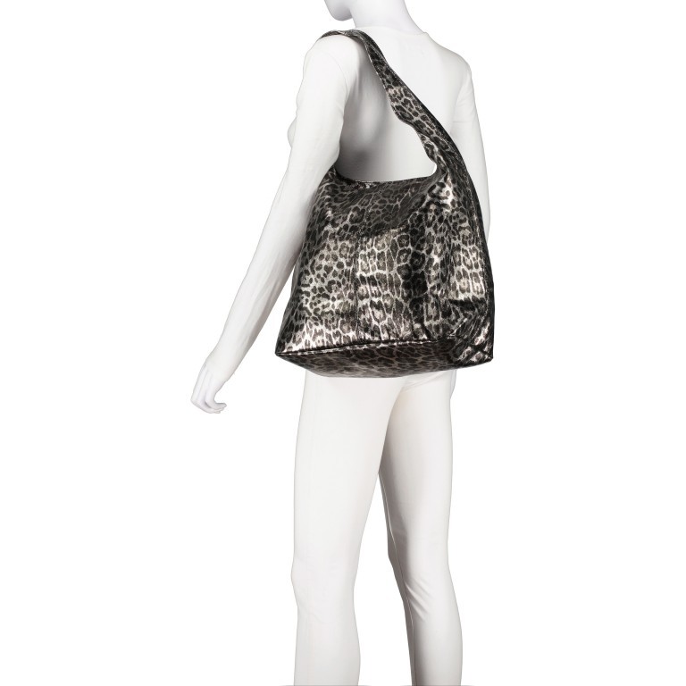 Beuteltasche Leoprint Grau, Farbe: grau, Marke: Hausfelder Manufaktur, EAN: 4065646024724, Abmessungen in cm: 33.5x32x16, Bild 4 von 5