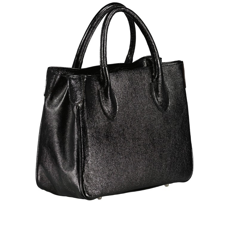 Handtasche Metallic Schwarz, Farbe: schwarz, Marke: Hausfelder Manufaktur, EAN: 4065646024649, Abmessungen in cm: 30x23.5x12, Bild 2 von 7