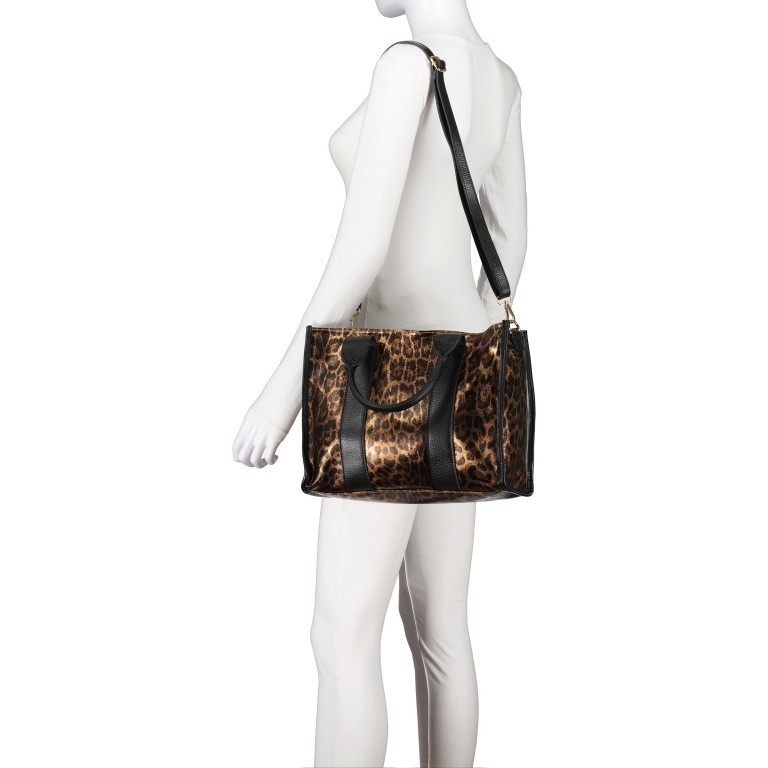 Handtasche Leoprint Braun, Farbe: braun, Marke: Hausfelder Manufaktur, EAN: 4065646024793, Abmessungen in cm: 32x24x15, Bild 5 von 7