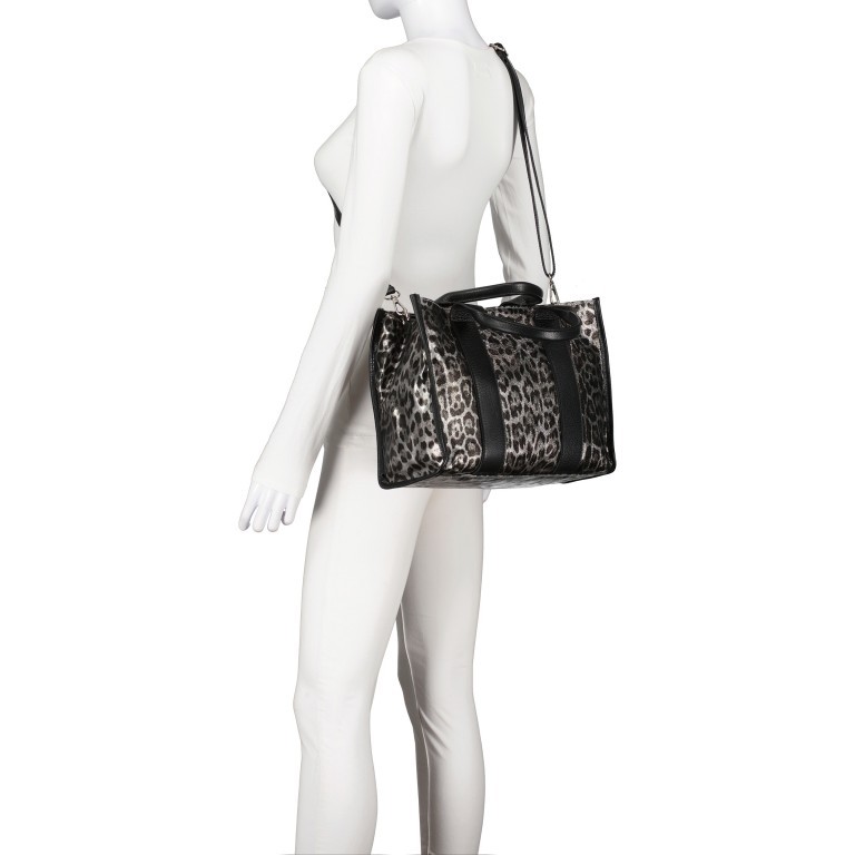 Handtasche Leoprint Grau, Farbe: grau, Marke: Hausfelder Manufaktur, EAN: 4065646024809, Abmessungen in cm: 32x24x15, Bild 6 von 7