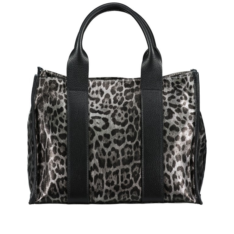Handtasche Leoprint Grau, Farbe: grau, Marke: Hausfelder Manufaktur, EAN: 4065646024809, Abmessungen in cm: 32x24x15, Bild 3 von 7