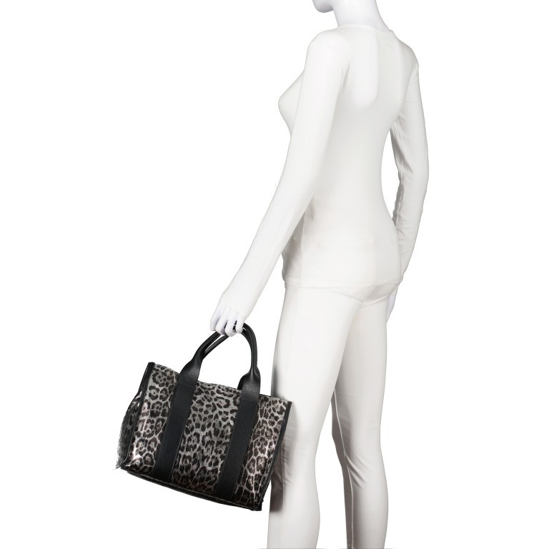 Handtasche Leoprint Grau, Farbe: grau, Marke: Hausfelder Manufaktur, EAN: 4065646024809, Abmessungen in cm: 32x24x15, Bild 4 von 7