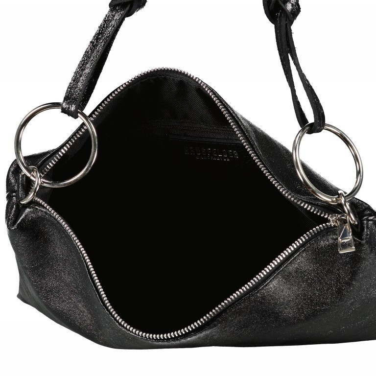 Umhängetasche Metallic Schwarz, Farbe: schwarz, Marke: Hausfelder Manufaktur, EAN: 4065646024816, Abmessungen in cm: 35x25x1, Bild 8 von 8