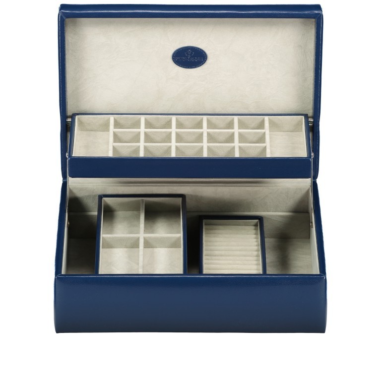 Schmuckkasten merino Dunkelblau, Farbe: blau/petrol, Marke: Windrose, EAN: 4031604015264, Abmessungen in cm: 30.5x12x22.5, Bild 1 von 2