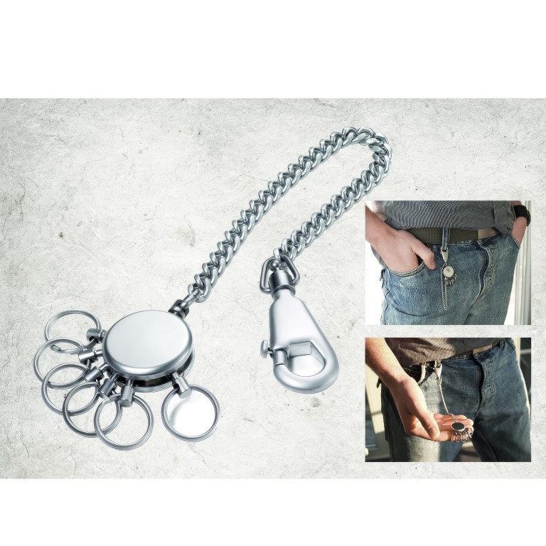 Schlüsselanhänger Patent Chain mit Kette Silber, Farbe: metallic, Marke: Troika, EAN: 4024023117114, Abmessungen in cm: 2.5x13x0.9, Bild 5 von 6