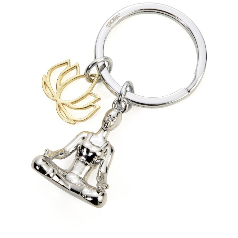 Schlüsselanhänger Yoga Silber, Farbe: metallic, Marke: Troika, EAN: 4024023270802, Abmessungen in cm: 3.5x7x1.6, Bild 1 von 4