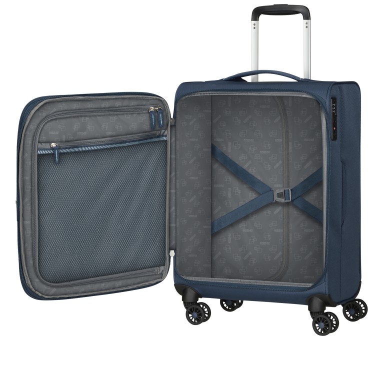 Koffer Aerospin Spinner 55 Expandable Indigo, Farbe: blau/petrol, Marke: American Tourister, EAN: 5400520303998, Abmessungen in cm: 40x55x20, Bild 8 von 16