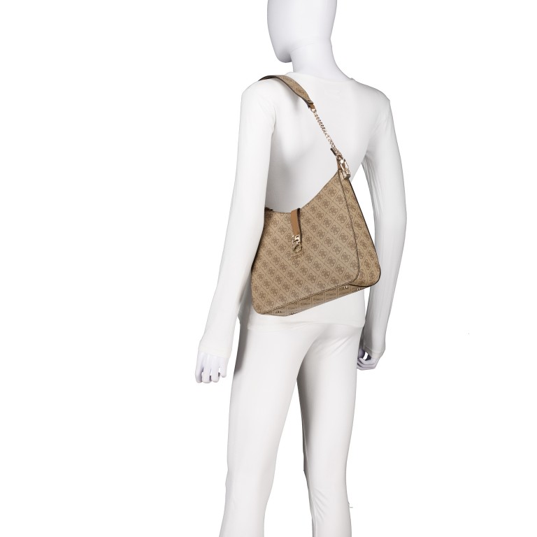 Beuteltasche Zamira 4G-Logo Latte, Farbe: cognac, Marke: Guess, EAN: 0190231931966, Abmessungen in cm: 30x26x8, Bild 4 von 5