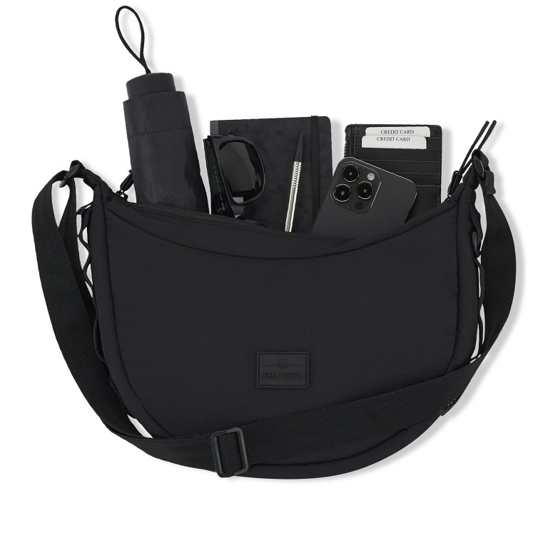 Beuteltasche Halfmoon Bag Kaia Medium Black, Farbe: schwarz, Marke: Johnny Urban, EAN: 4260759424229, Abmessungen in cm: 33x24x10, Bild 6 von 10