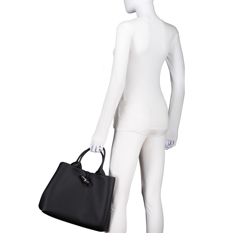 Handtasche Roseau L variabel in der Form Black, Farbe: schwarz, Marke: Longchamp, EAN: 3597922733507, Abmessungen in cm: 34x27x17, Bild 4 von 5