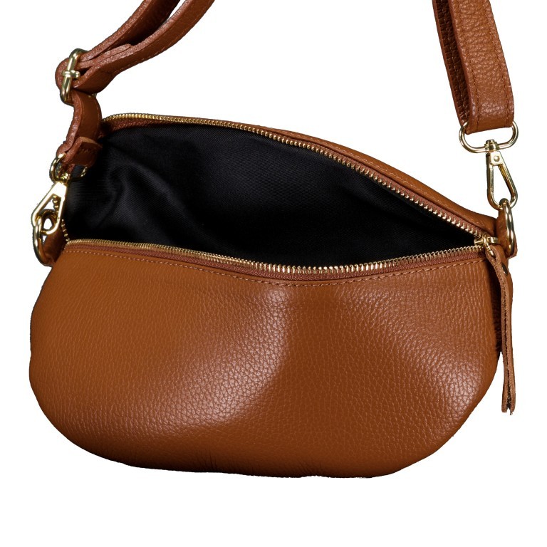 Gürteltasche / Umhängetasche mit Goldfittings Hellbraun, Farbe: braun, Marke: Hausfelder Manufaktur, EAN: 4065646024847, Abmessungen in cm: 25x14x8, Bild 6 von 6