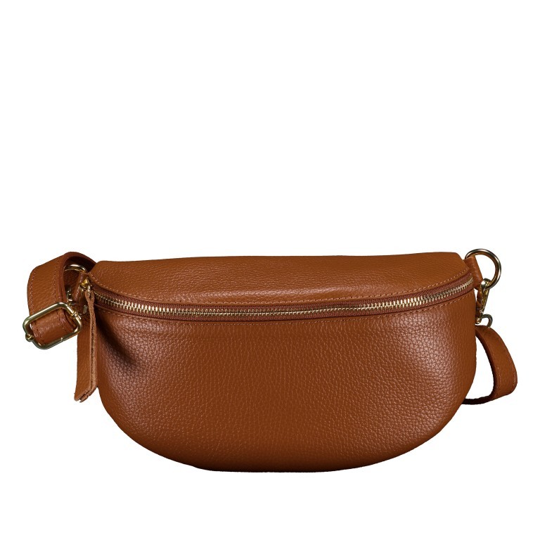 Gürteltasche / Umhängetasche mit Goldfittings Hellbraun, Farbe: braun, Marke: Hausfelder Manufaktur, EAN: 4065646024847, Abmessungen in cm: 25x14x8, Bild 1 von 6