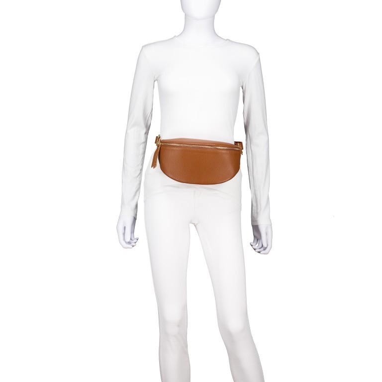 Gürteltasche / Umhängetasche mit Goldfittings Hellbraun, Farbe: braun, Marke: Hausfelder Manufaktur, EAN: 4065646024847, Abmessungen in cm: 25x14x8, Bild 4 von 6