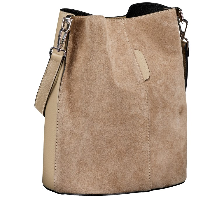 Beuteltasche Velours mit zwei Riemen Beige, Farbe: beige, Marke: Hausfelder Manufaktur, EAN: 4065646024908, Abmessungen in cm: 23x27x16, Bild 2 von 7