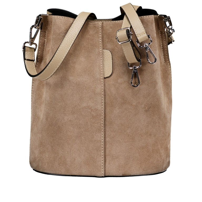 Beuteltasche Velours mit zwei Riemen Beige, Farbe: beige, Marke: Hausfelder Manufaktur, EAN: 4065646024908, Abmessungen in cm: 23x27x16, Bild 1 von 7