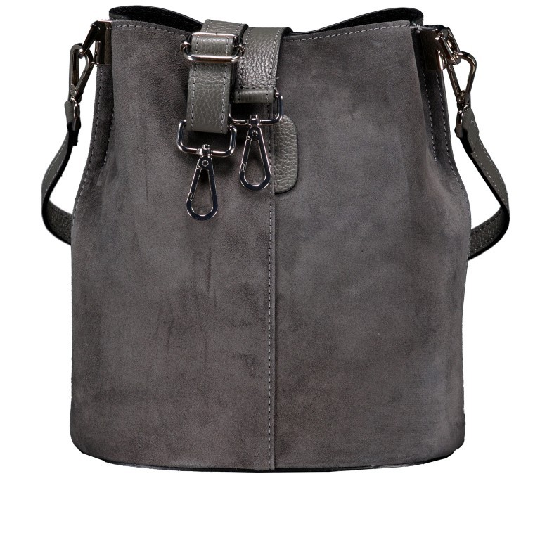 Beuteltasche Velours mit zwei Riemen Grau, Farbe: grau, Marke: Hausfelder Manufaktur, EAN: 4065646024915, Abmessungen in cm: 23x27x16, Bild 1 von 7
