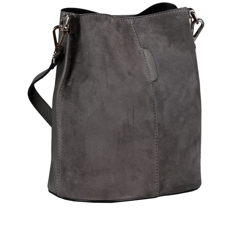 Beuteltasche Velours mit zwei Riemen Grau, Farbe: grau, Marke: Hausfelder Manufaktur, EAN: 4065646024915, Abmessungen in cm: 23x27x16, Bild 2 von 7