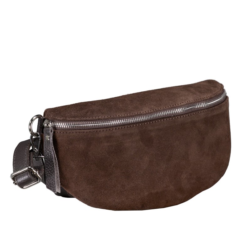 Gürteltasche / Umhängetasche Velours Dunkelbraun, Farbe: braun, Marke: Hausfelder Manufaktur, EAN: 4065646024977, Abmessungen in cm: 24x14x8, Bild 2 von 6