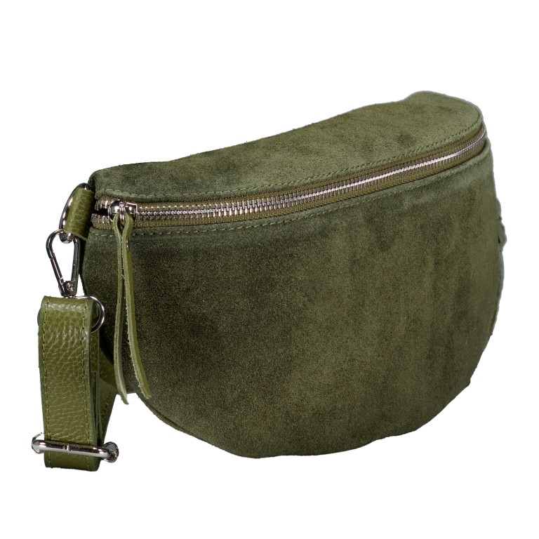 Gürteltasche / Umhängetasche Velours Oliv, Farbe: grün/oliv, Marke: Hausfelder Manufaktur, EAN: 4065646024984, Abmessungen in cm: 24x14x8, Bild 2 von 6