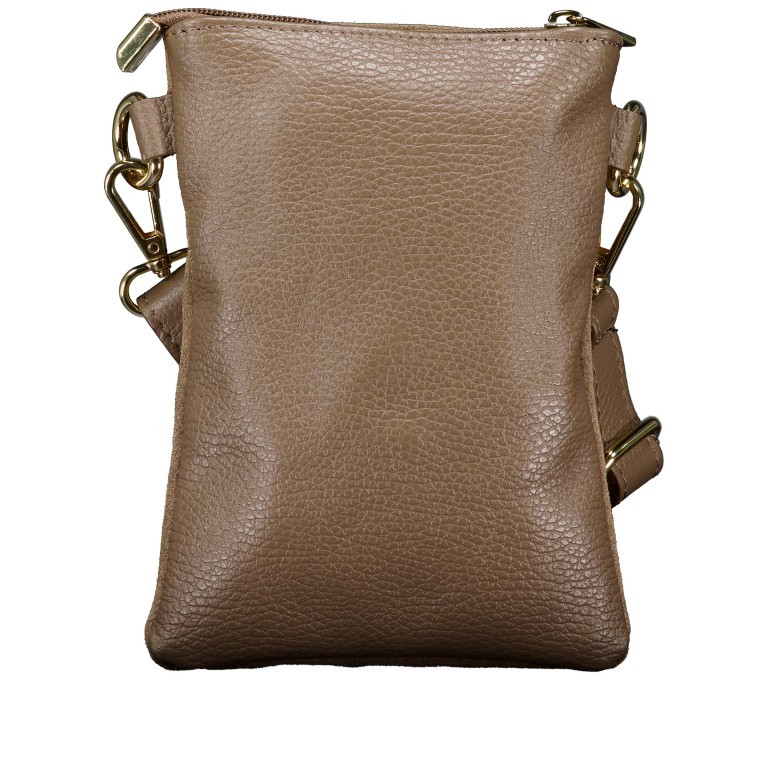 Umhängetasche / Handytasche Velours mit Goldfittings Taupe, Farbe: taupe/khaki, Marke: Hausfelder Manufaktur, EAN: 4065646025035, Abmessungen in cm: 14.5x21x1.7, Bild 3 von 6