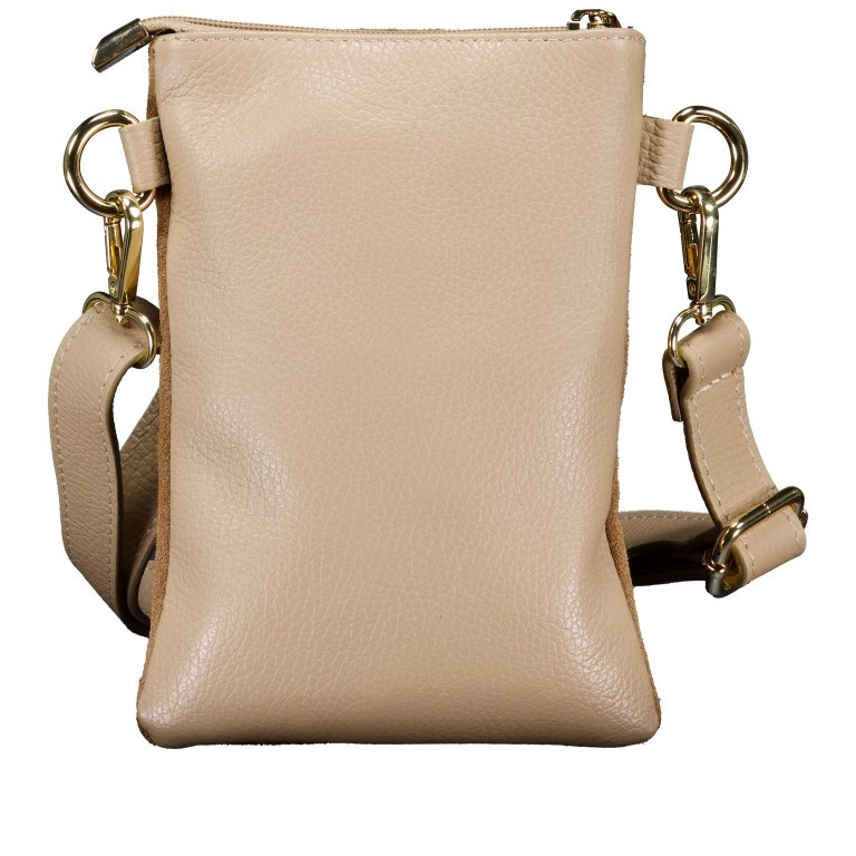 Umhängetasche / Handytasche Velours mit Goldfittings Beige, Farbe: beige, Marke: Hausfelder Manufaktur, EAN: 4065646025042, Abmessungen in cm: 14.5x21x1.7, Bild 3 von 6