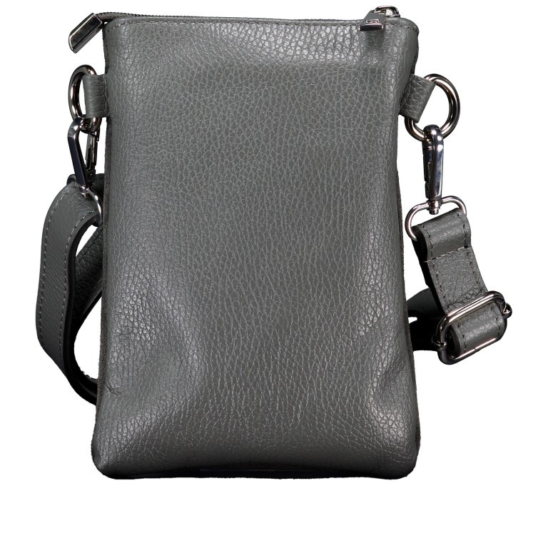 Umhängetasche / Handytasche Velours mit Silberfittings Grau, Farbe: grau, Marke: Hausfelder Manufaktur, EAN: 4065646025097, Abmessungen in cm: 14.5x21x1.7, Bild 3 von 6