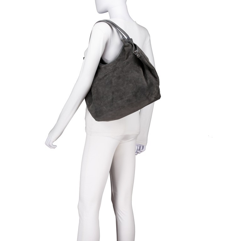Beuteltasche Velours Grau, Farbe: grau, Marke: Hausfelder Manufaktur, EAN: 4065646025134, Abmessungen in cm: 29x33x12, Bild 4 von 6