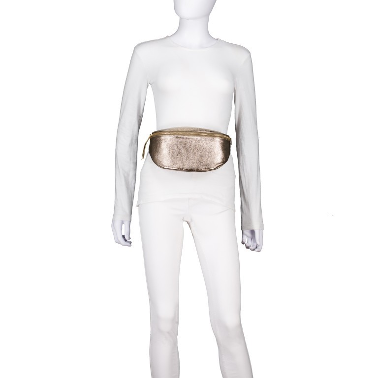 Gürteltasche / Umhängetasche Laminato mit Goldfittings Bronze, Farbe: metallic, Marke: Hausfelder Manufaktur, EAN: 4065646025196, Abmessungen in cm: 24x14x8, Bild 4 von 6