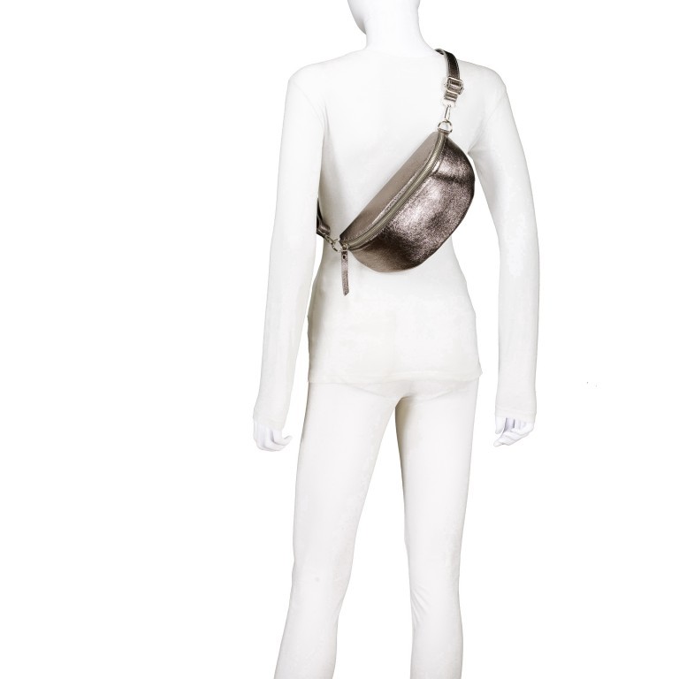 Gürteltasche / Umhängetasche Laminato mit Silberfittings Anthra, Farbe: anthrazit, Marke: Hausfelder Manufaktur, EAN: 4065646025202, Abmessungen in cm: 24x14x8, Bild 5 von 6