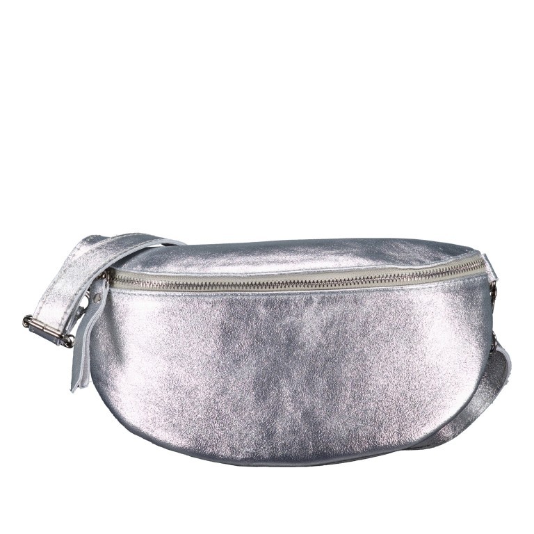 Gürteltasche / Umhängetasche Laminato mit Silberfittings Silber, Farbe: metallic, Marke: Hausfelder Manufaktur, EAN: 4065646025219, Abmessungen in cm: 24x14x8, Bild 1 von 6