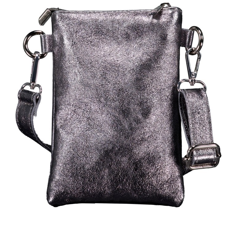 Umhängetasche / Handytasche Laminato mit Silberfittings Anthra, Farbe: anthrazit, Marke: Hausfelder Manufaktur, EAN: 4065646025264, Abmessungen in cm: 14.5x21x1.7, Bild 3 von 6