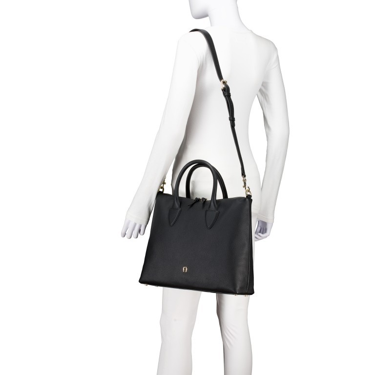 Handtasche Zita M Black Coloured, Farbe: schwarz, Marke: AIGNER, EAN: 4055539614453, Abmessungen in cm: 29x39x12, Bild 4 von 7