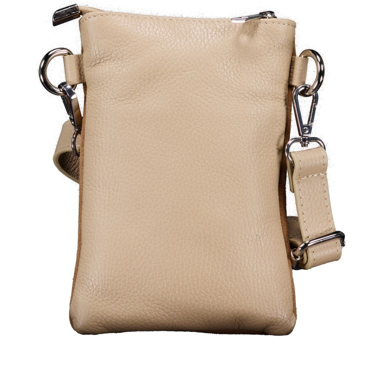 Umhängetasche / Handytasche Velours mit Silberfittings Beige, Farbe: beige, Marke: Hausfelder Manufaktur, EAN: 4065646025332, Abmessungen in cm: 14.5x21x1.7, Bild 3 von 6
