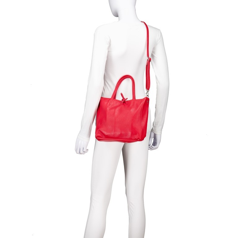 Handtasche Dollaro Hellrot, Farbe: rot/weinrot, Marke: Hausfelder Manufaktur, EAN: 4065646025394, Abmessungen in cm: 23.5x23x8, Bild 6 von 7