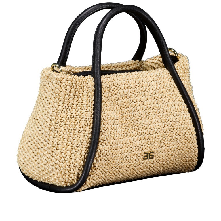 Handtasche Maglia Raffia Willow S Natural Black, Farbe: beige, Marke: Abro, EAN: 4067278678894, Abmessungen in cm: 25x17x8, Bild 2 von 7