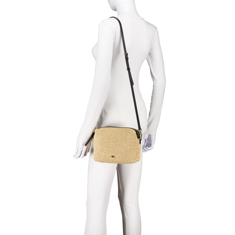 Umhängetasche Maglia Raffia Kaia S Natural Black, Farbe: beige, Marke: Abro, EAN: 4067278683300, Abmessungen in cm: 21x14x7, Bild 4 von 6
