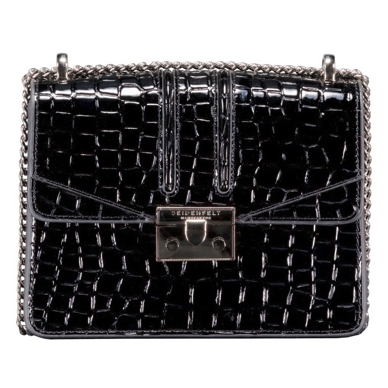 Umhängetasche Roros Croco Print Black, Farbe: schwarz, Marke: Seidenfelt, EAN: 4262455840617, Abmessungen in cm: 21x16.5x6.5, Bild 1 von 8