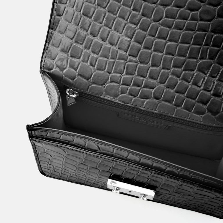 Umhängetasche Roros Croco Print Black, Farbe: schwarz, Marke: Seidenfelt, EAN: 4262455840617, Abmessungen in cm: 21x16.5x6.5, Bild 6 von 8
