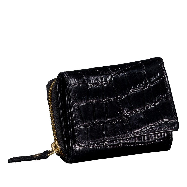 Geldbörse Kroko mit RFID-Schutz Black, Farbe: schwarz, Marke: Hausfelder Manufaktur, EAN: 4065646024434, Abmessungen in cm: 10.2x8x3, Bild 2 von 5
