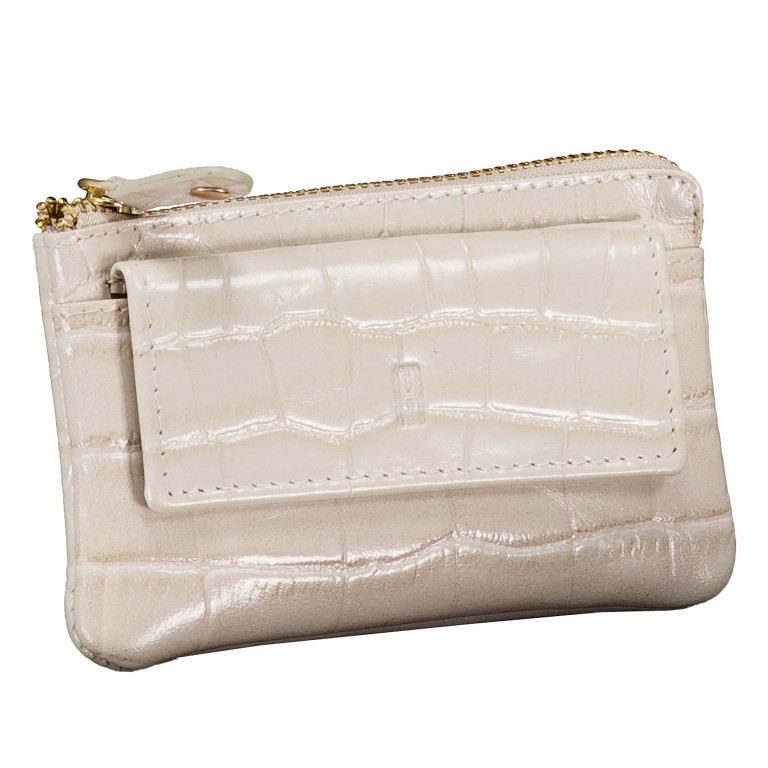 Schlüsseletui Kroko Light Beige, Farbe: beige, Marke: Hausfelder Manufaktur, EAN: 4065646024465, Abmessungen in cm: 12.5x8x1.7, Bild 2 von 4