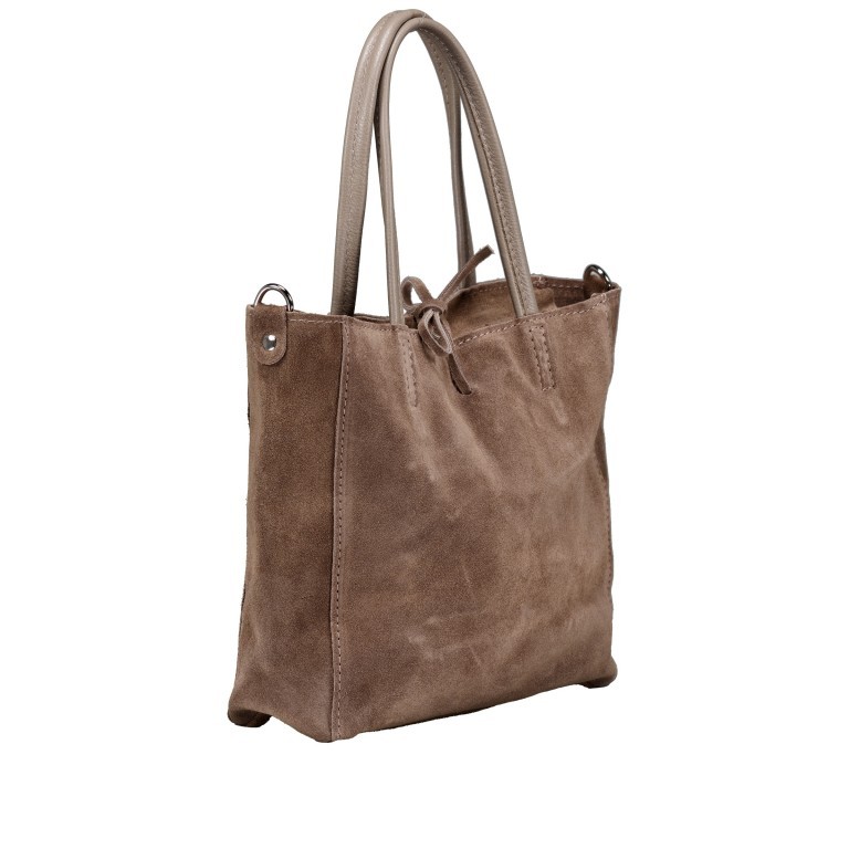 Handtasche Velours Taupe, Farbe: taupe/khaki, Marke: Hausfelder Manufaktur, EAN: 4065646025547, Abmessungen in cm: 22x22x8, Bild 2 von 8