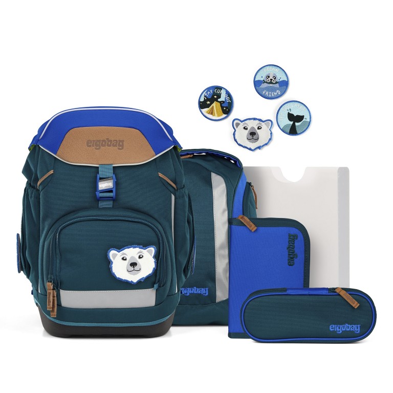 Schulranzen Pack Eco Hero Set 6-teilig Modell 2025 ArktisforschBär, Farbe: blau/petrol, Marke: Ergobag, EAN: 4057081201532, Abmessungen in cm: 28x40x25, Bild 1 von 11