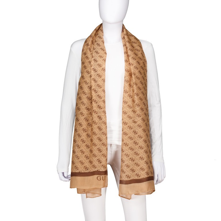 Schal Katya Latte Logo, Farbe: braun, Marke: Guess, EAN: 7628907214752, Abmessungen in cm: 85x180x0.2, Bild 1 von 2