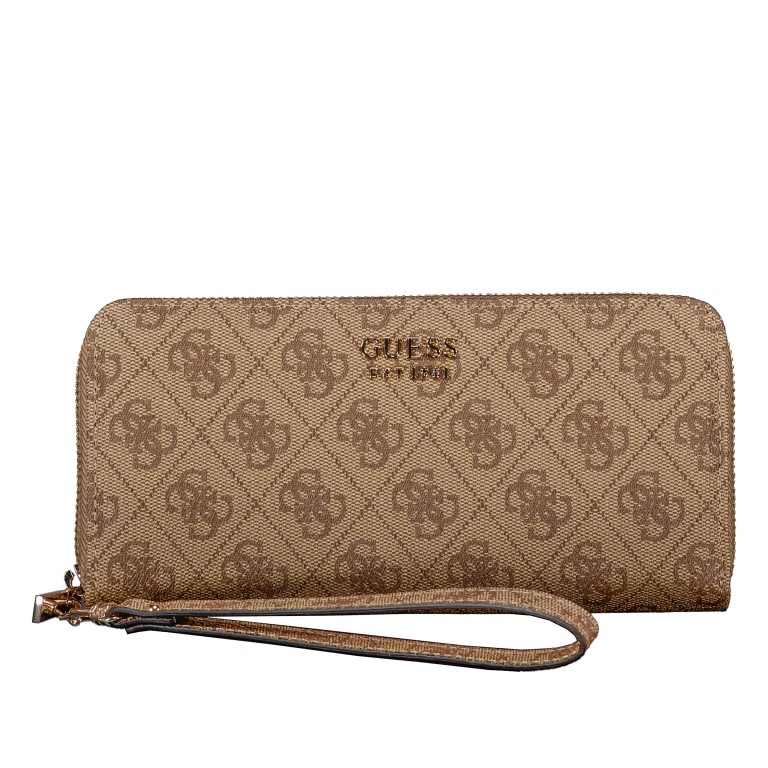 Geldbörse Brenton 4G-Logo mit Griffschlaufe Latte, Farbe: braun, Marke: Guess, EAN: 0190231965831, Abmessungen in cm: 20.5x10x2.5, Bild 1 von 5