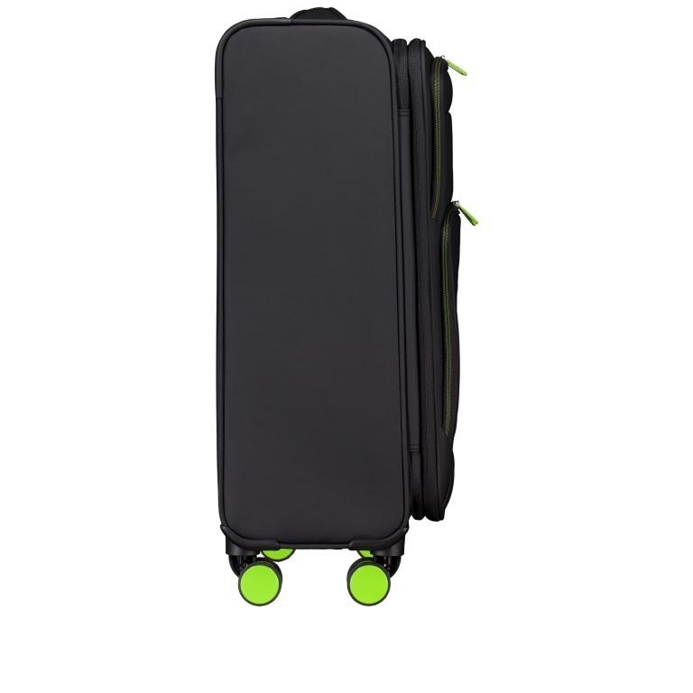 Koffer T26 erweiterbar Größe M Black Neongreen, Farbe: schwarz, Marke: Franky, EAN: 4251885984619, Abmessungen in cm: 42x67x24, Bild 2 von 7