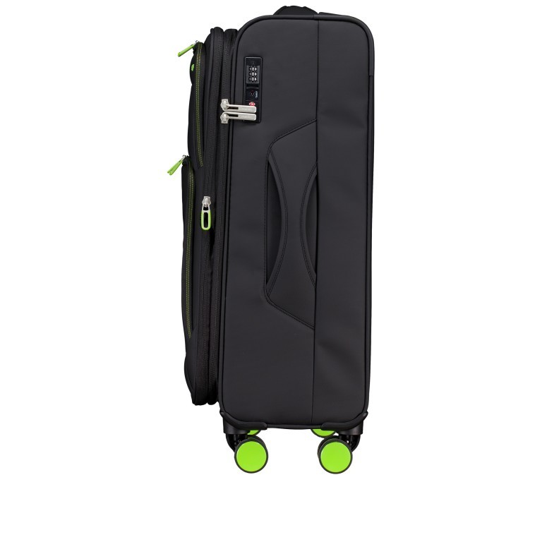 Koffer T26 erweiterbar Größe M Black Neongreen, Farbe: schwarz, Marke: Franky, EAN: 4251885984619, Abmessungen in cm: 42x67x24, Bild 3 von 7